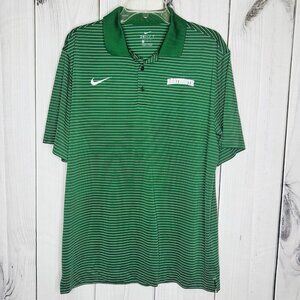 Nike Dartmouth Polo Men's Sz L Green White Striped Embroidered Short Sleeve